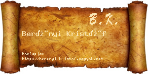 Berényi Kristóf névjegykártya
